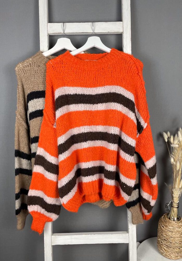 Strick-Pullover mit Streifen