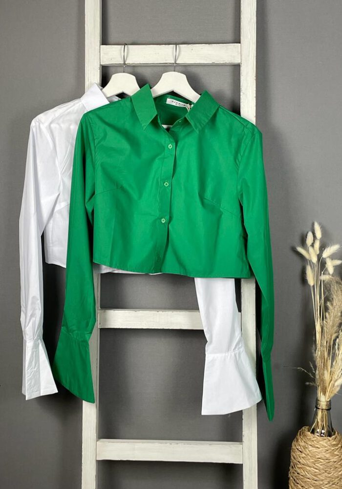 Schlichte Crop-Bluse mit Hemdkragen