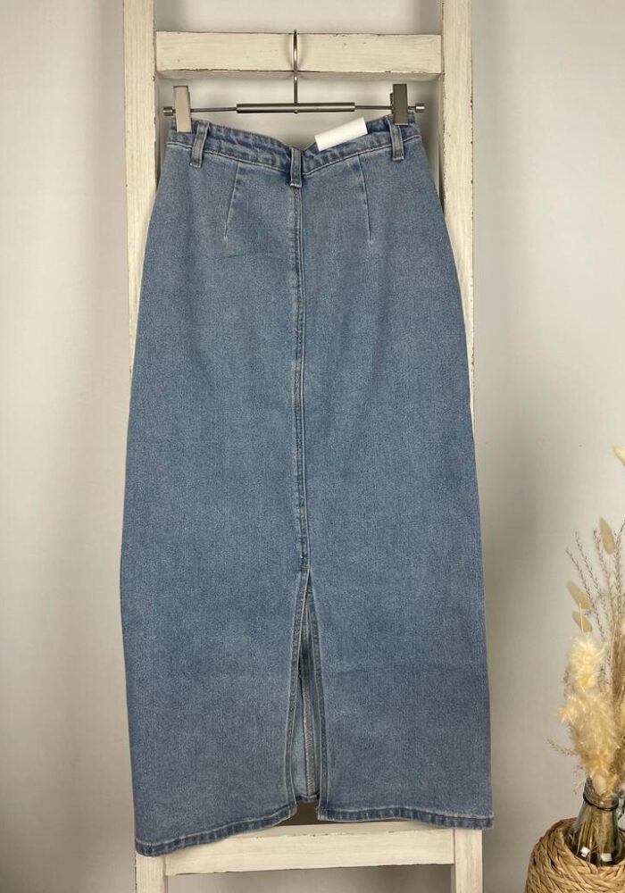 Jeans-Midirock mit heller Waschung