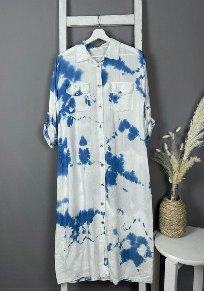 Batik-Kleid mit Knopfleiste