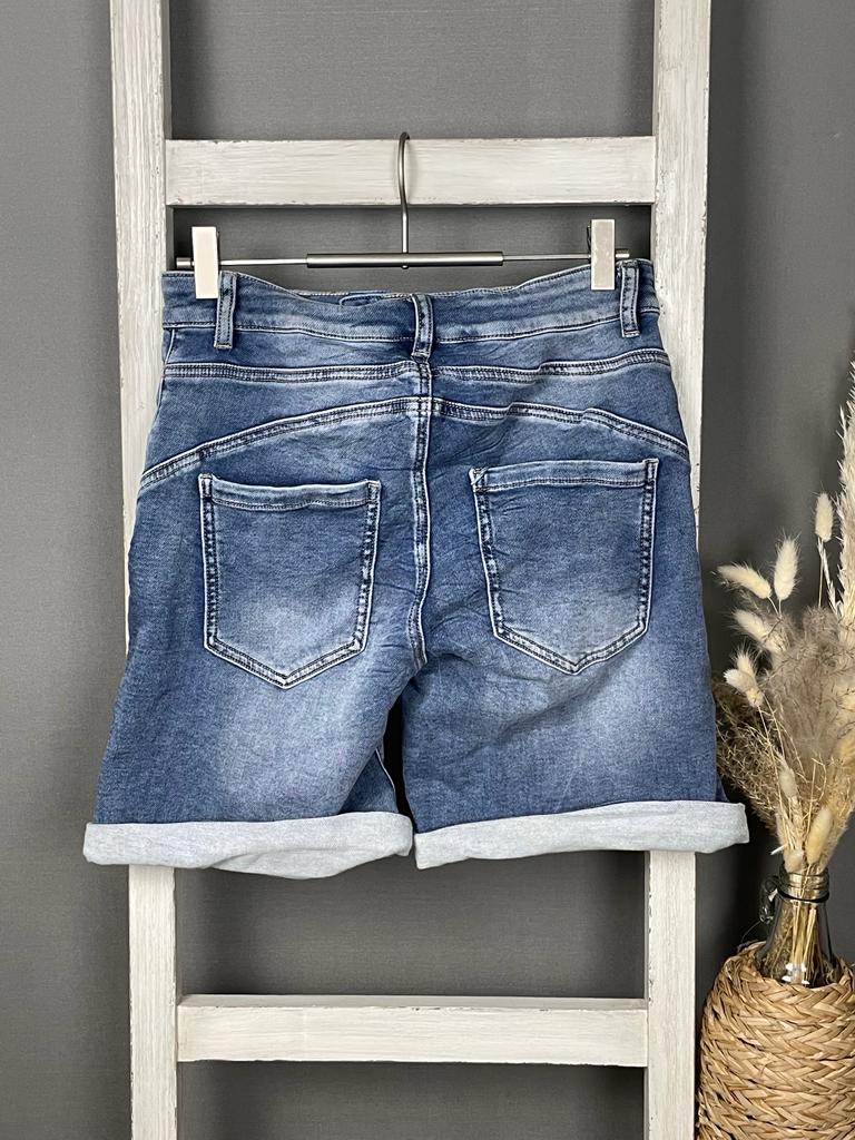 Jeans-Shorts mit verdeckter Knopfleiste
