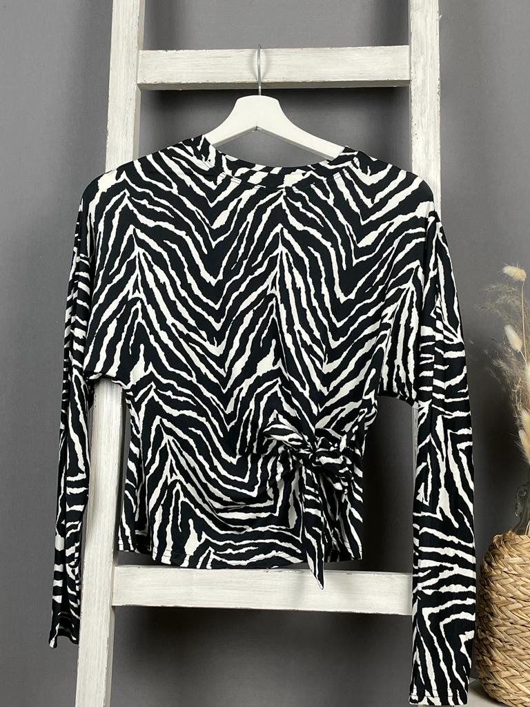 Longsleeve im Zebra-print mit Bindedetail