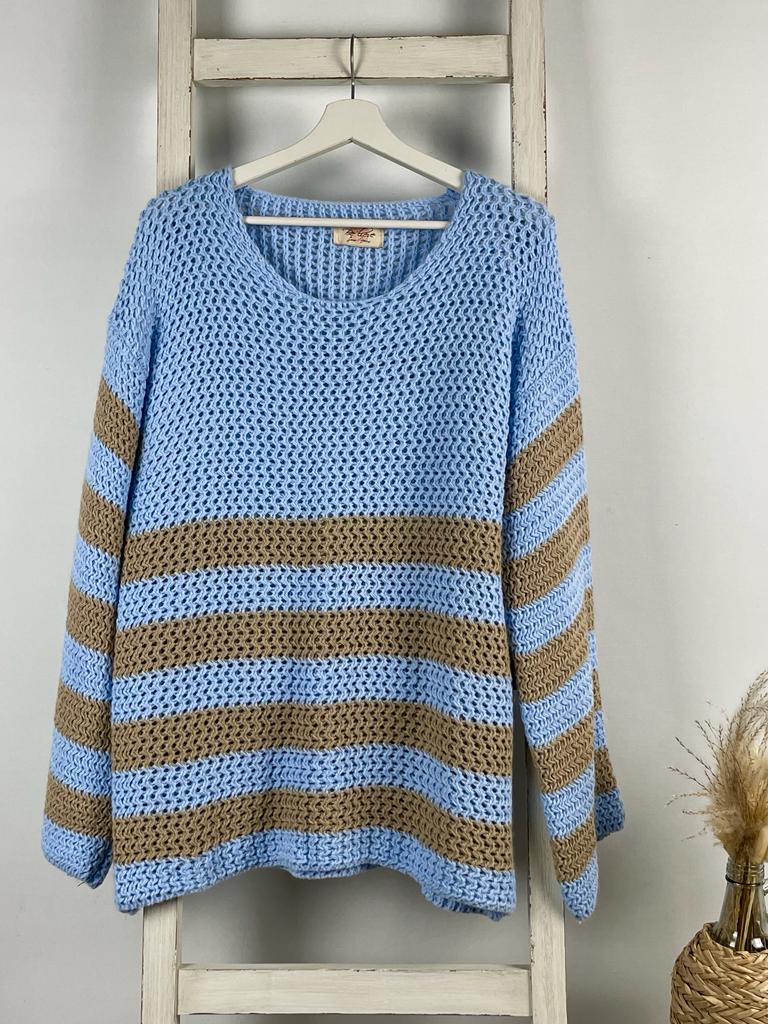 Pullover mit Streifen und weiten Ärmeln
