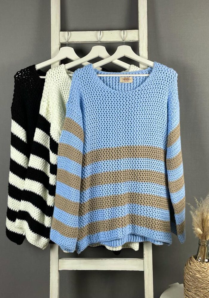 Pullover mit Streifen und weiten Ärmeln