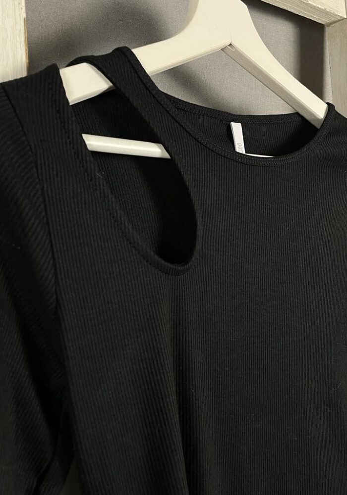 Langarm Crop Shirt mit Schulter Cut-Out