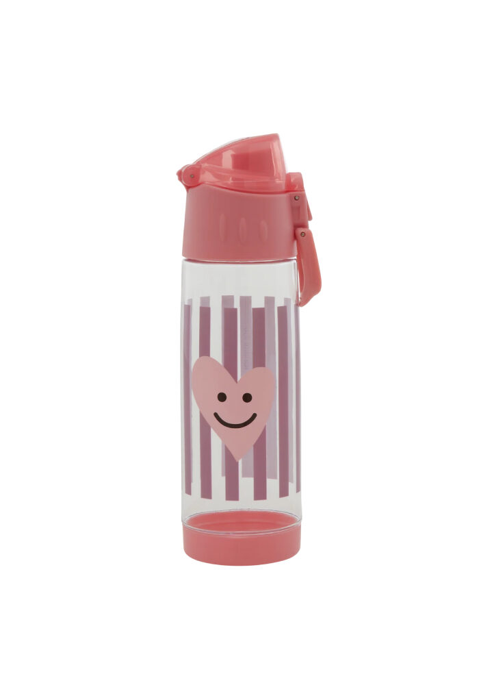 Plastik Flasche - Pink - Happy Heart Print