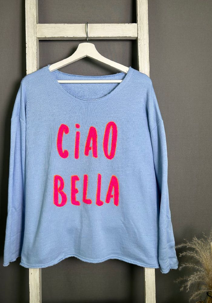 Sweater mit Flokati Aufdruck “CIAO BELLA”