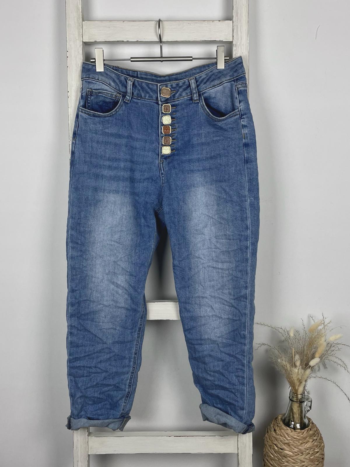 Jeans mit Knopfleiste in Brauntönen