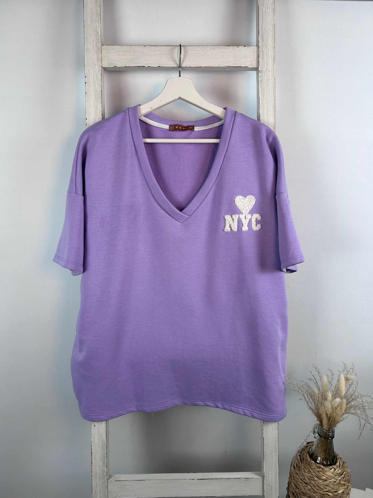 Kurzarm Sweatshirt mit Flokati NYC Herz