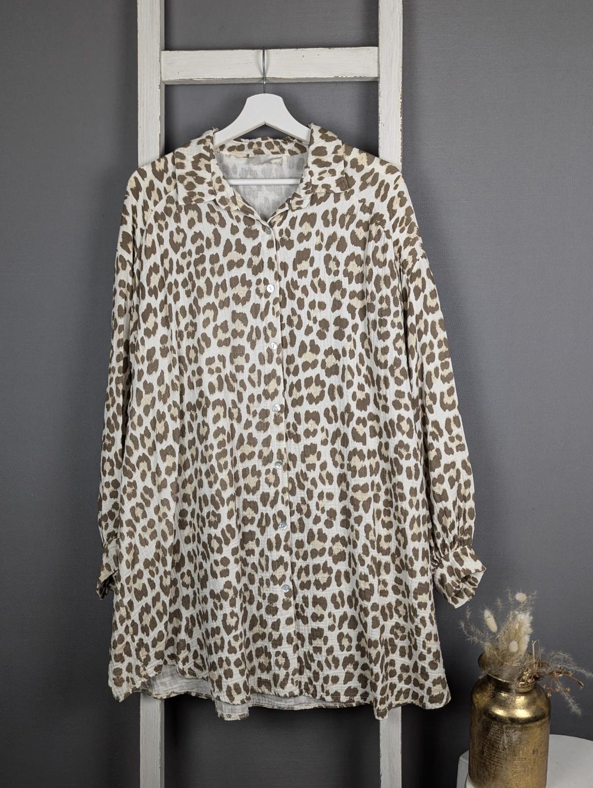 Leopard Musselin-Longbluse