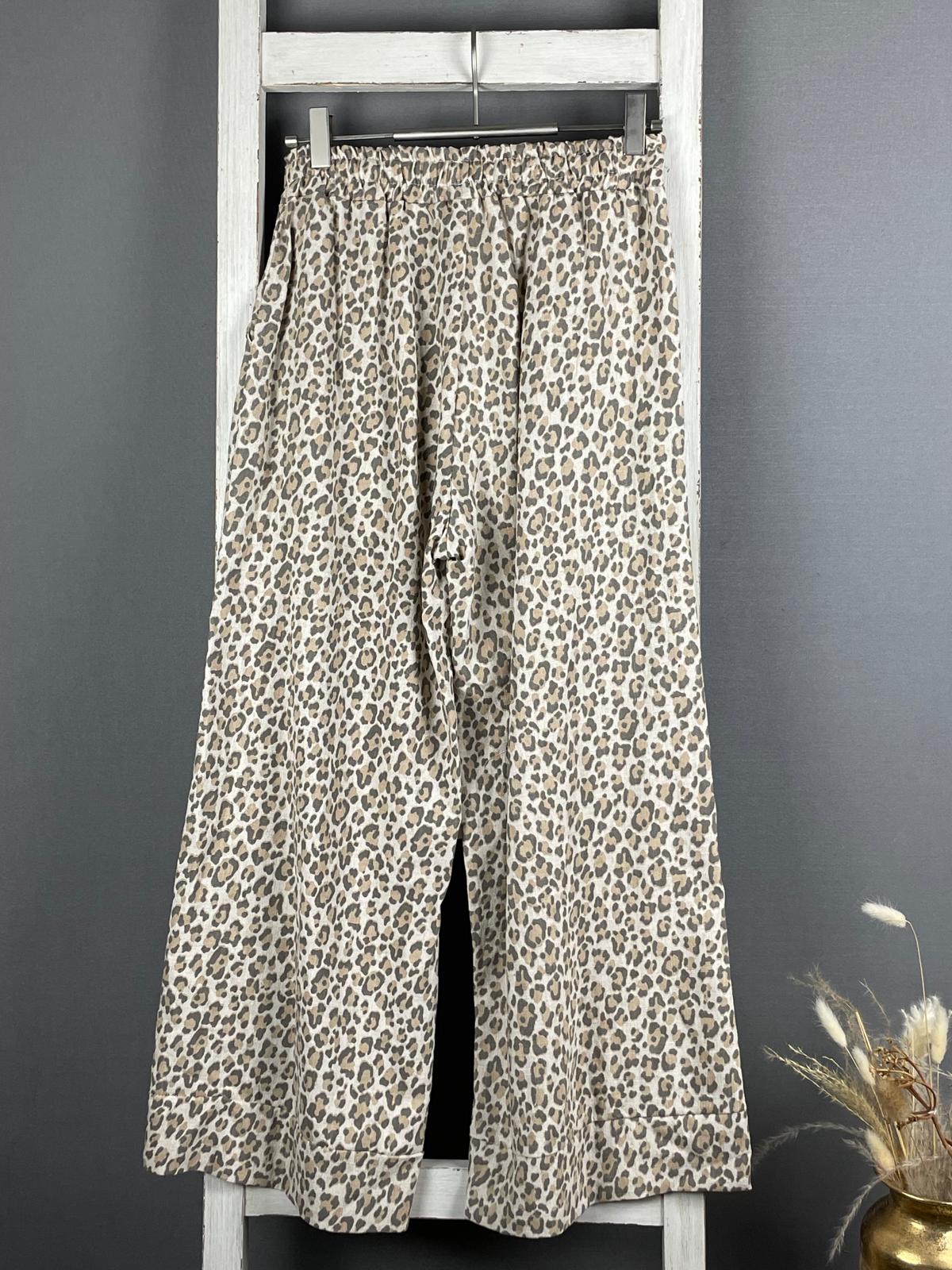 Leinen-Culotte mit Leoprint