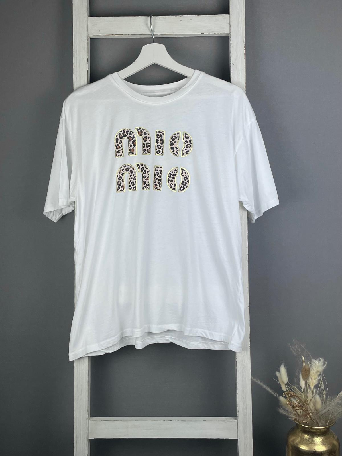 T-Shirt mit Leo/gold Print Aufschrift