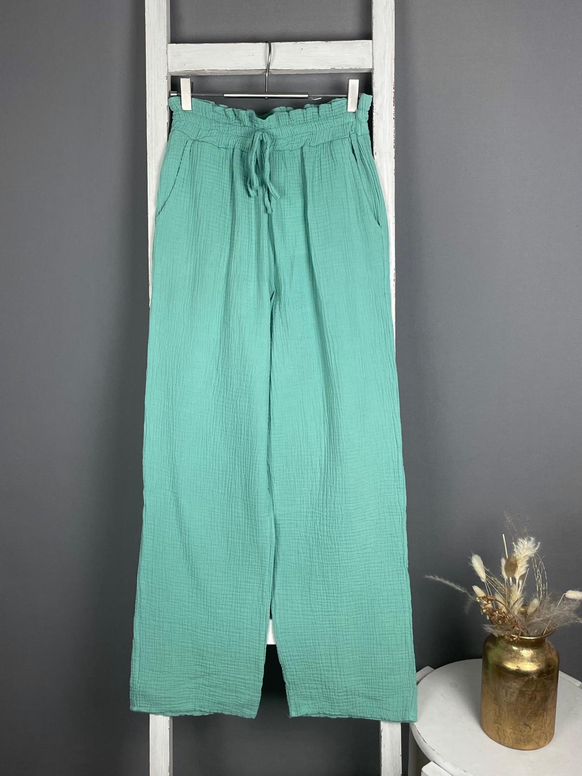 Einfarbigen Wide Leg Musselinhose