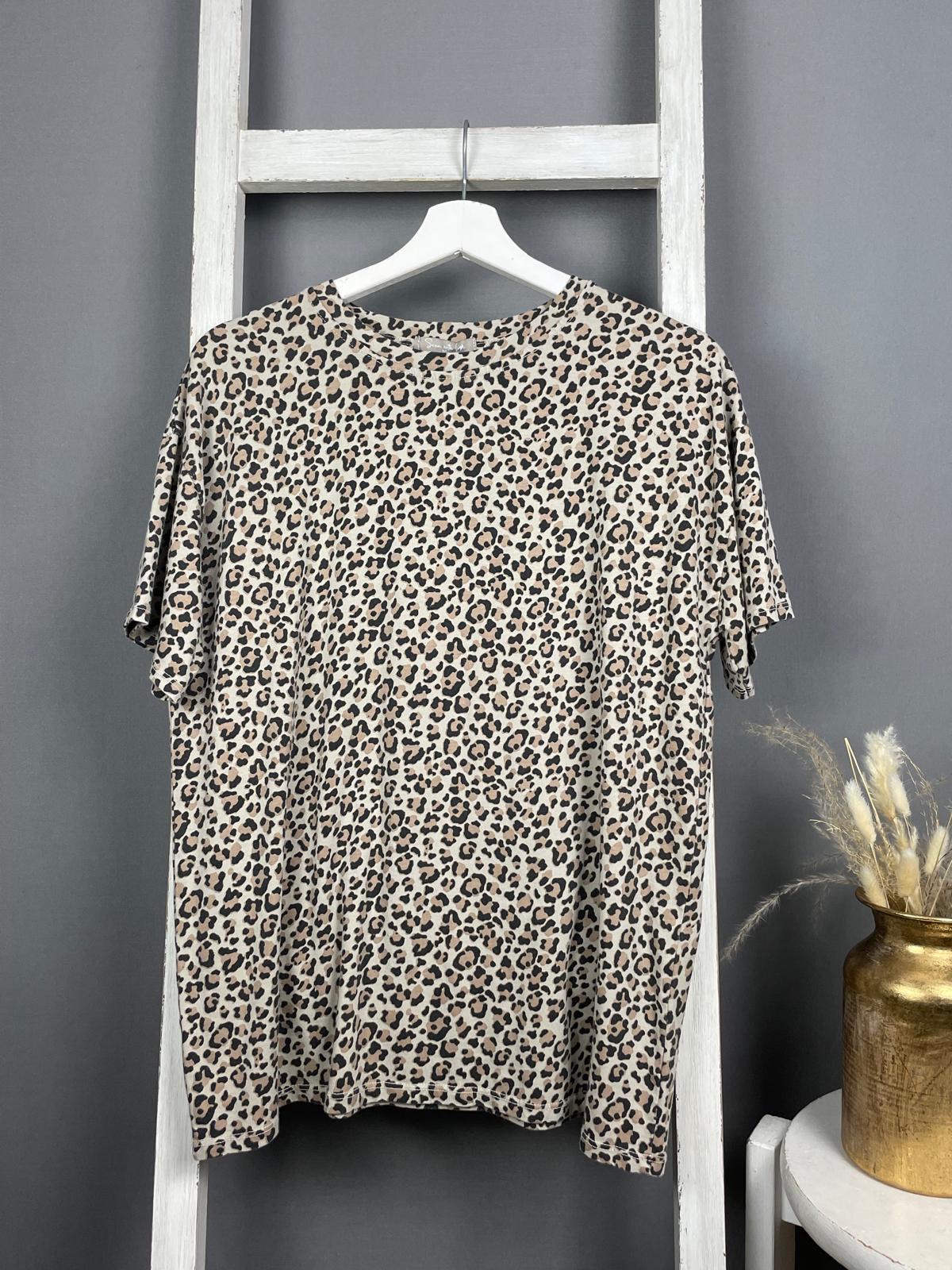 Rundhals T-Shirt mit Mini Leo Print