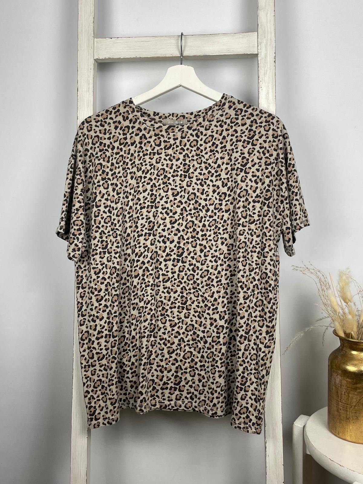 Rundhals T-Shirt mit Mini Leo Print