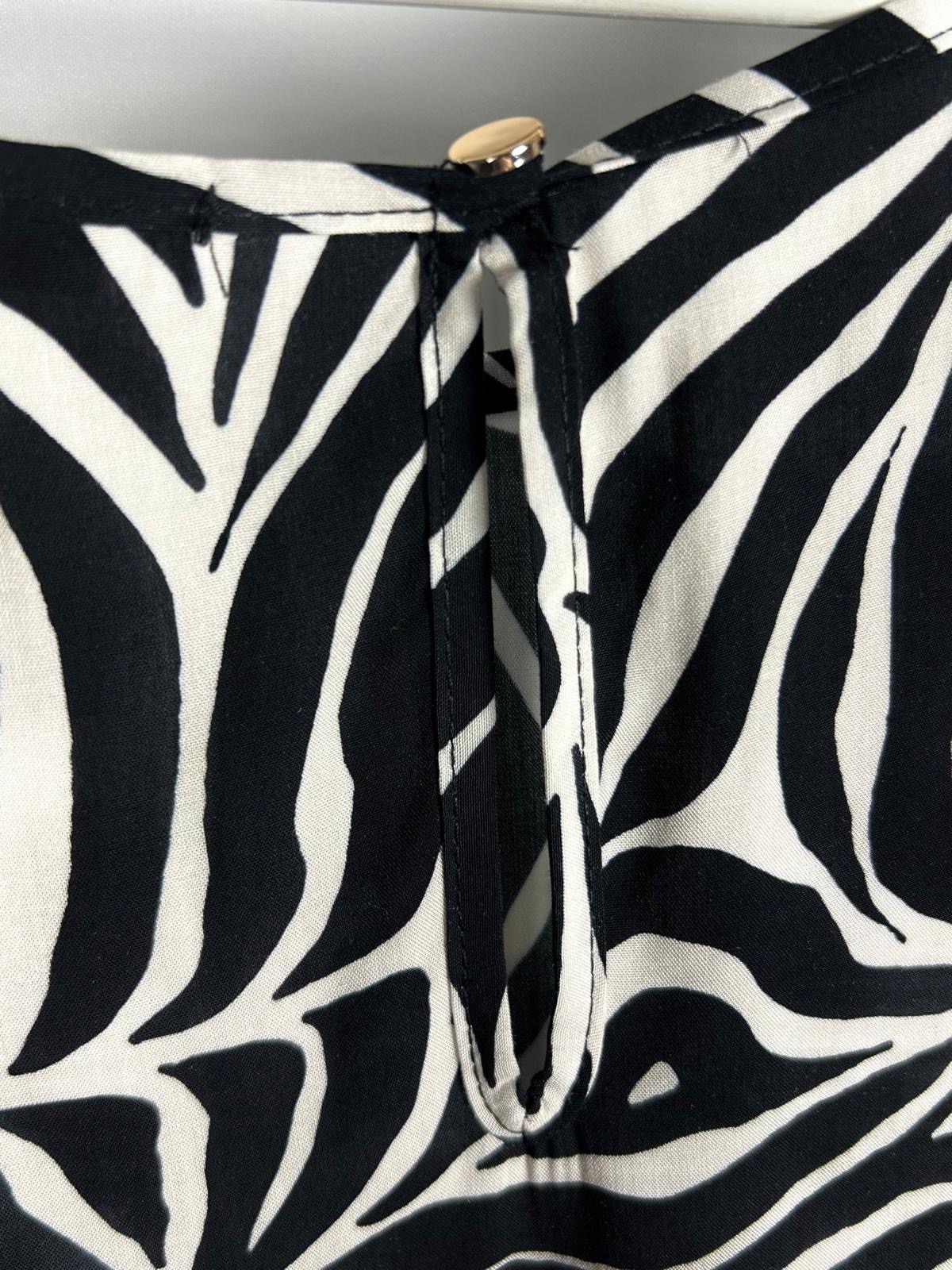 Kurzarm Blusenkleid im Zebra Print