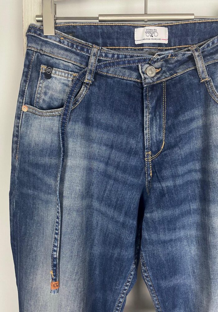 LE TEMPS DES CERISES Wide Leg Jeans mit dünnem Jeansgürtel