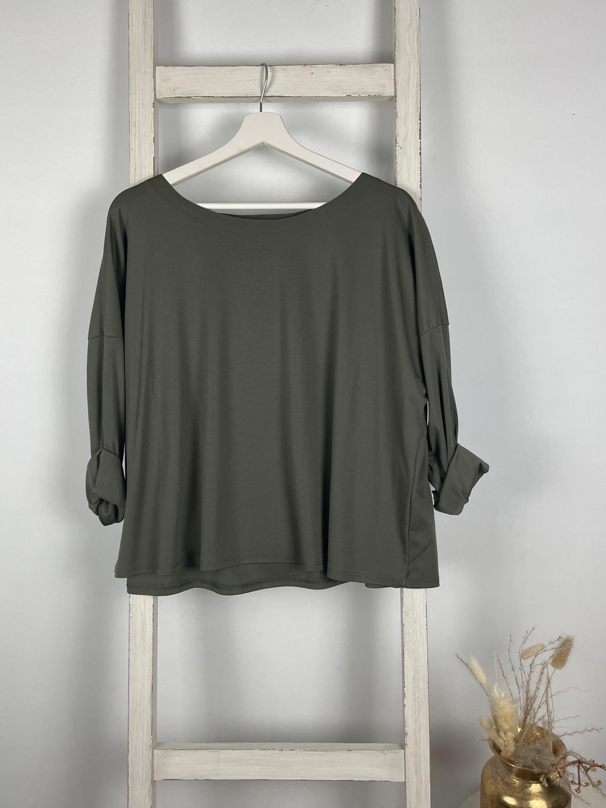 Langarm Boxy Shirt mit U-Boot Ausschnitt