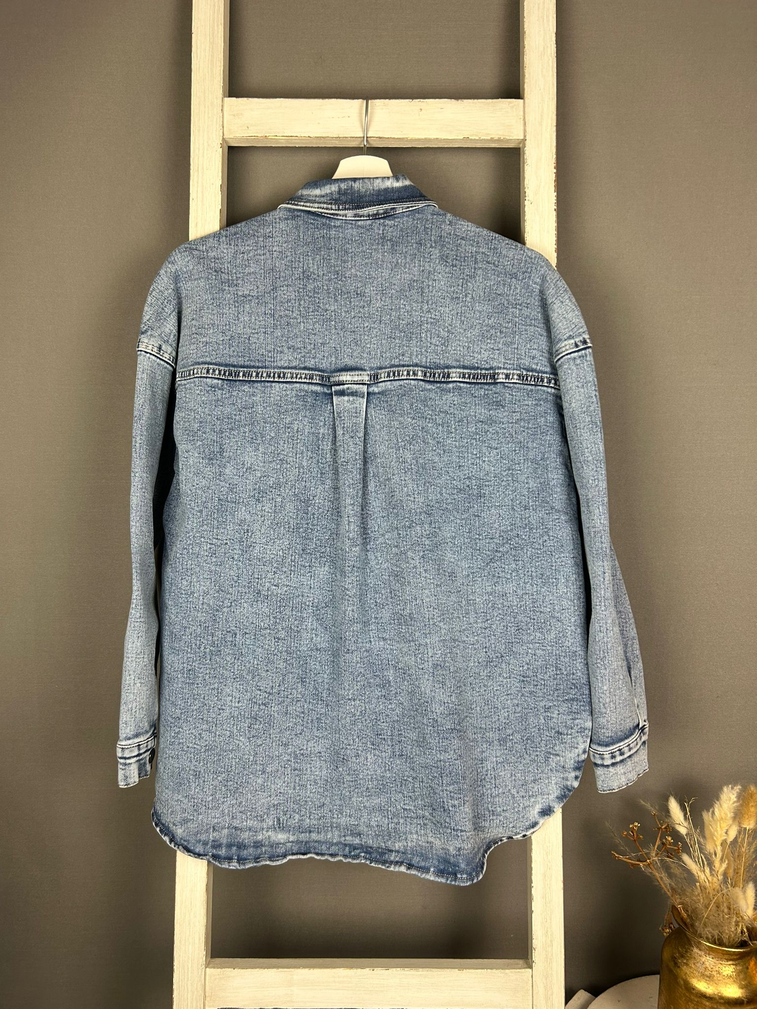 Oversize Jeansjacke mit Brusttaschen