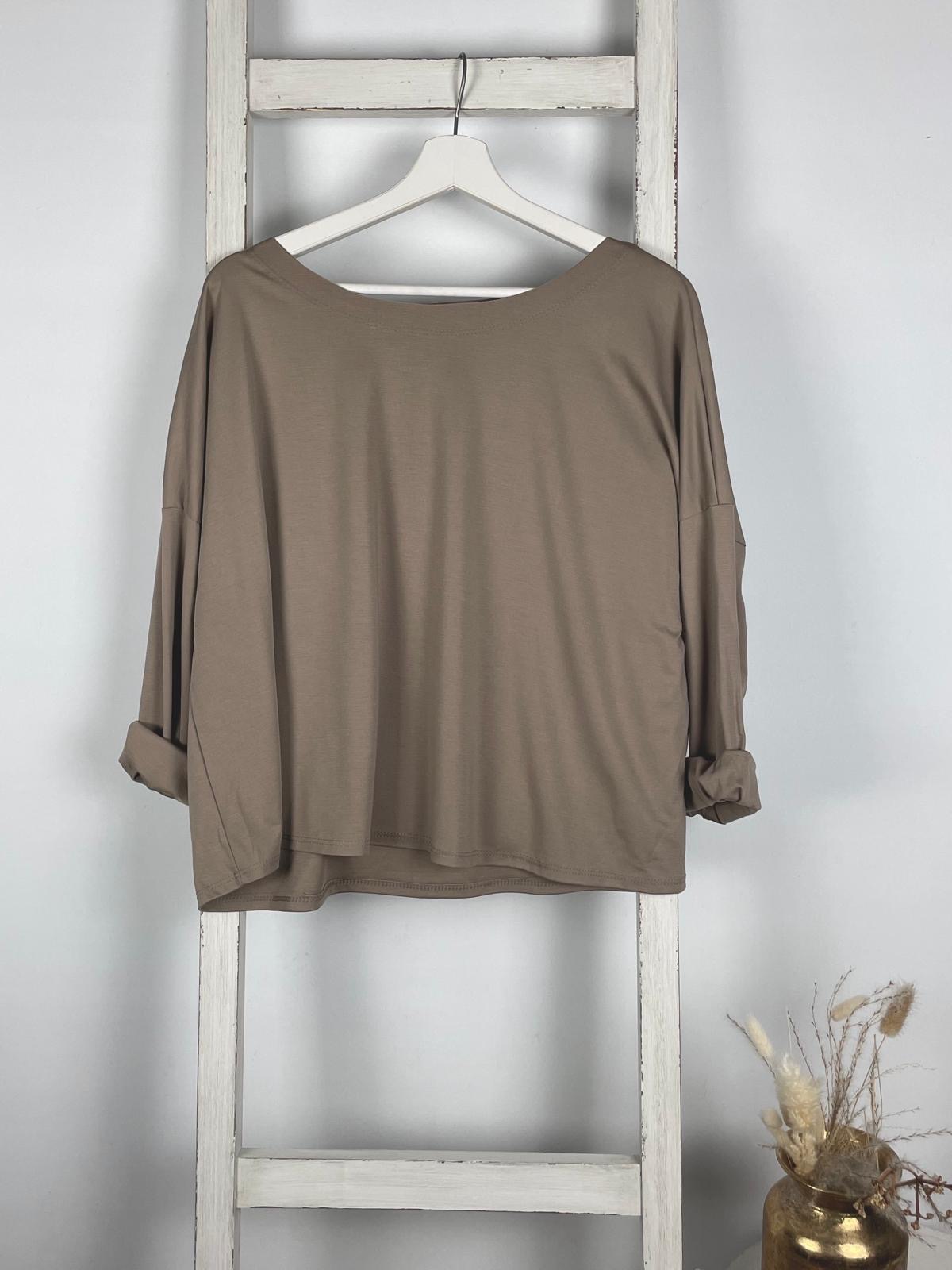 Langarm Boxy Shirt mit U-Boot Ausschnitt