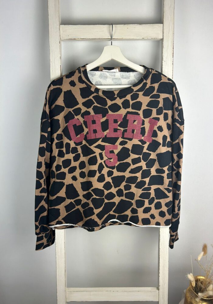 Crop Leo-Sweater mit Aufdruck