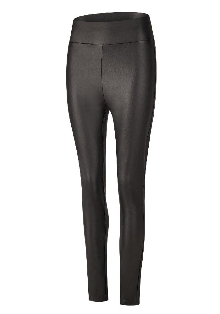 BROADWAY Lederimitat-Leggings mit breitem Bund