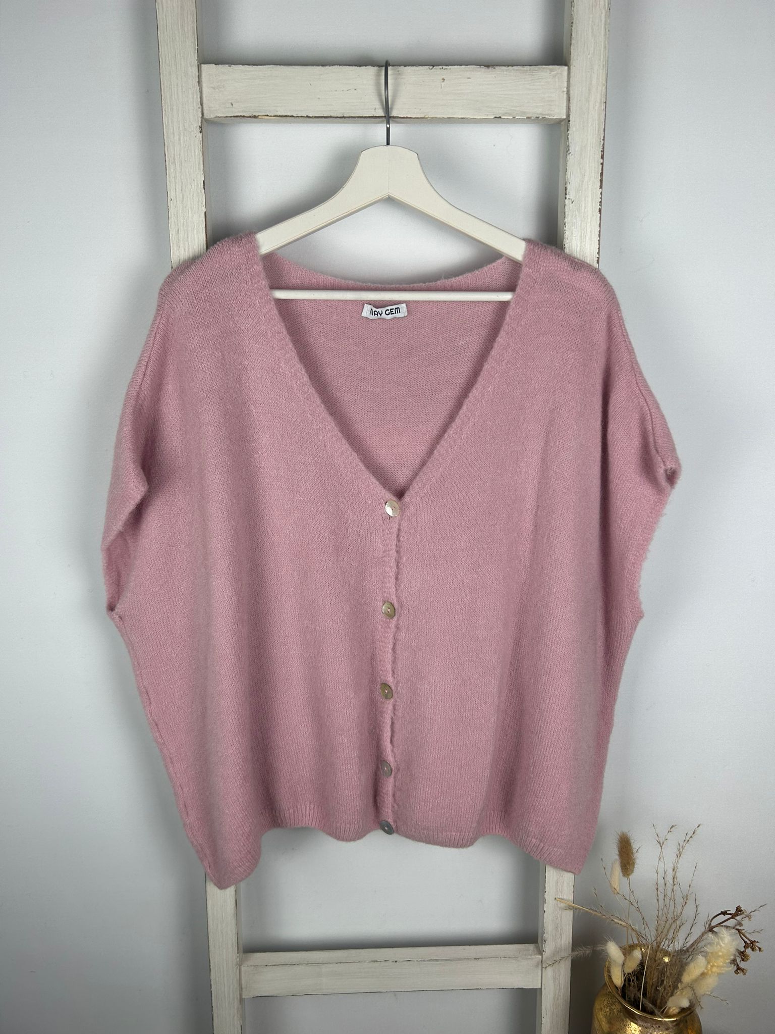 Crop Cardigan mit überschnittener Schulter