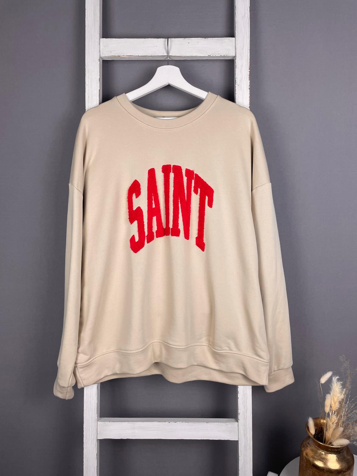 Sweater mit Flokati “SAINT” Druck