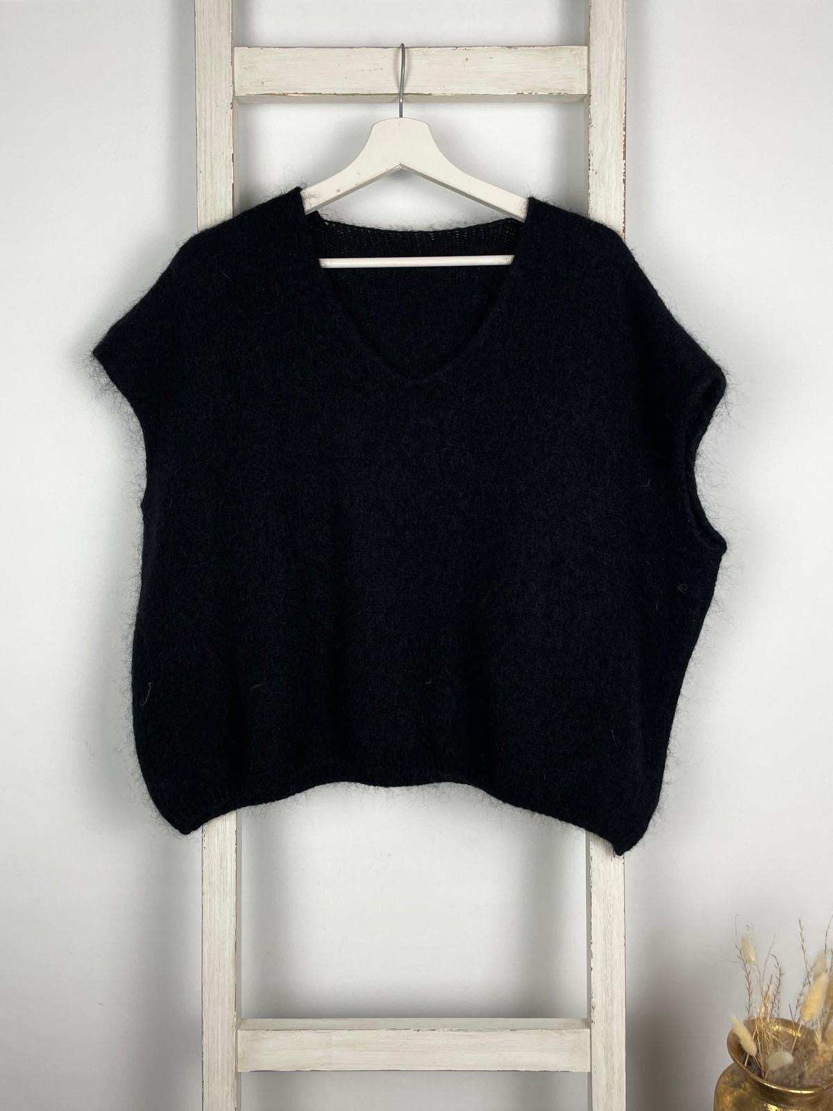 V-Ausschnitt Crop Pullover mit überschnittenen Ärmeln