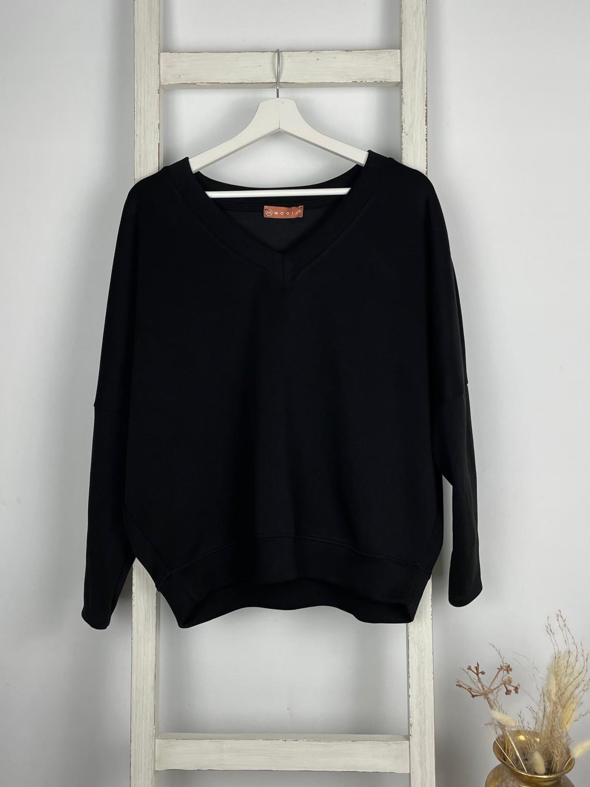 V-Ausschnitt Scuba Sweater mit Seiteneinsatz