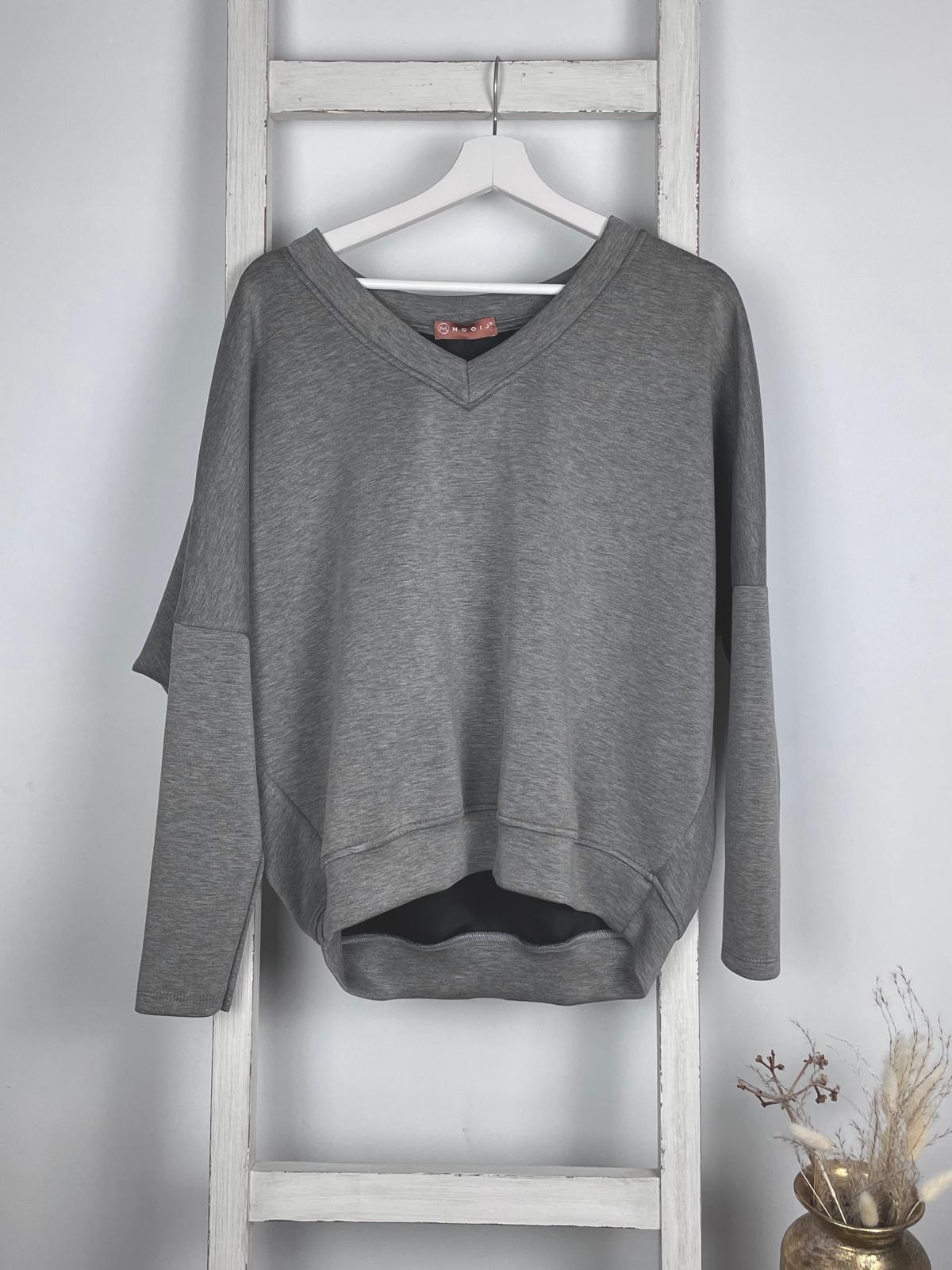 V-Ausschnitt Scuba Sweater mit Seiteneinsatz