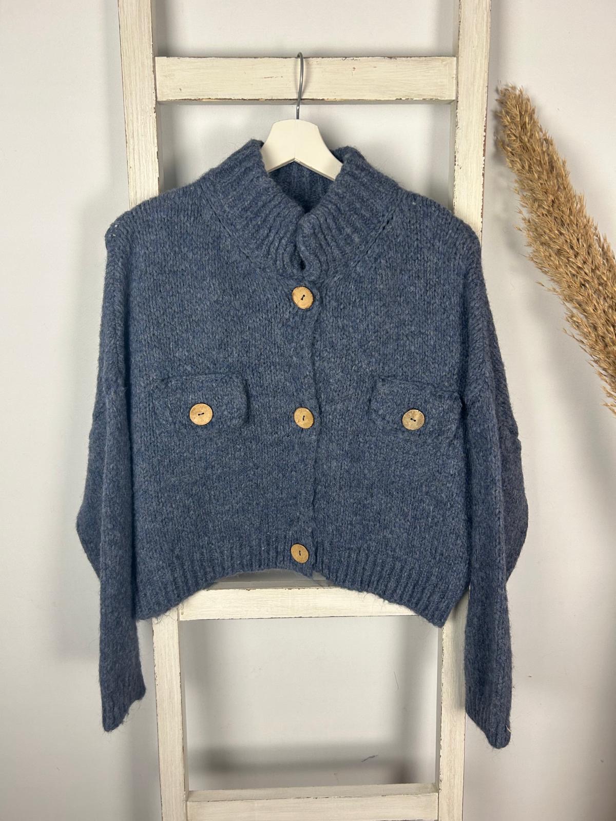 Crop Cardigan mit aufgesetzten Taschen