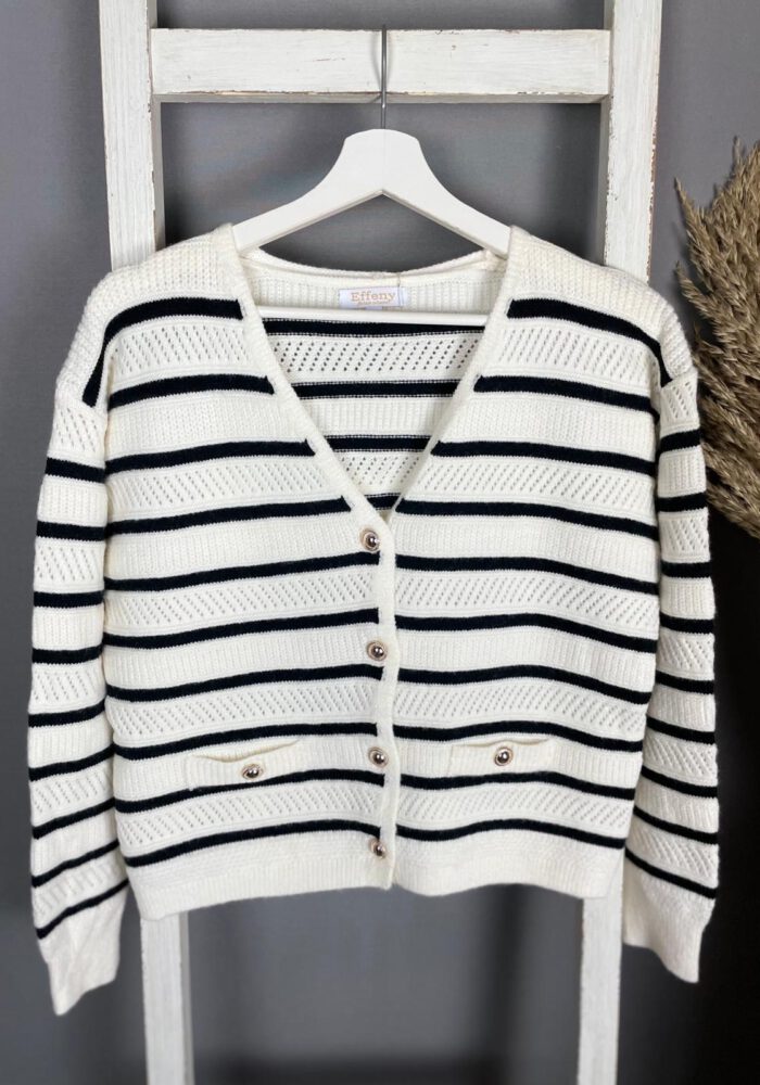 Gestreifter Old Money Cardigan