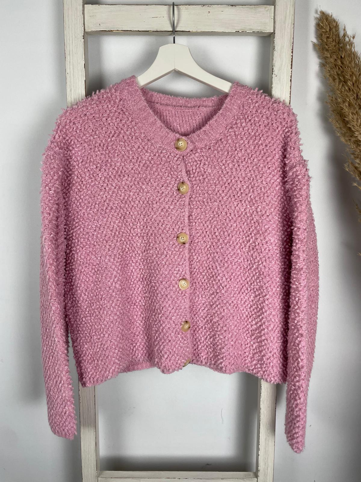 Bouclé Cardigan mit Knopfleiste