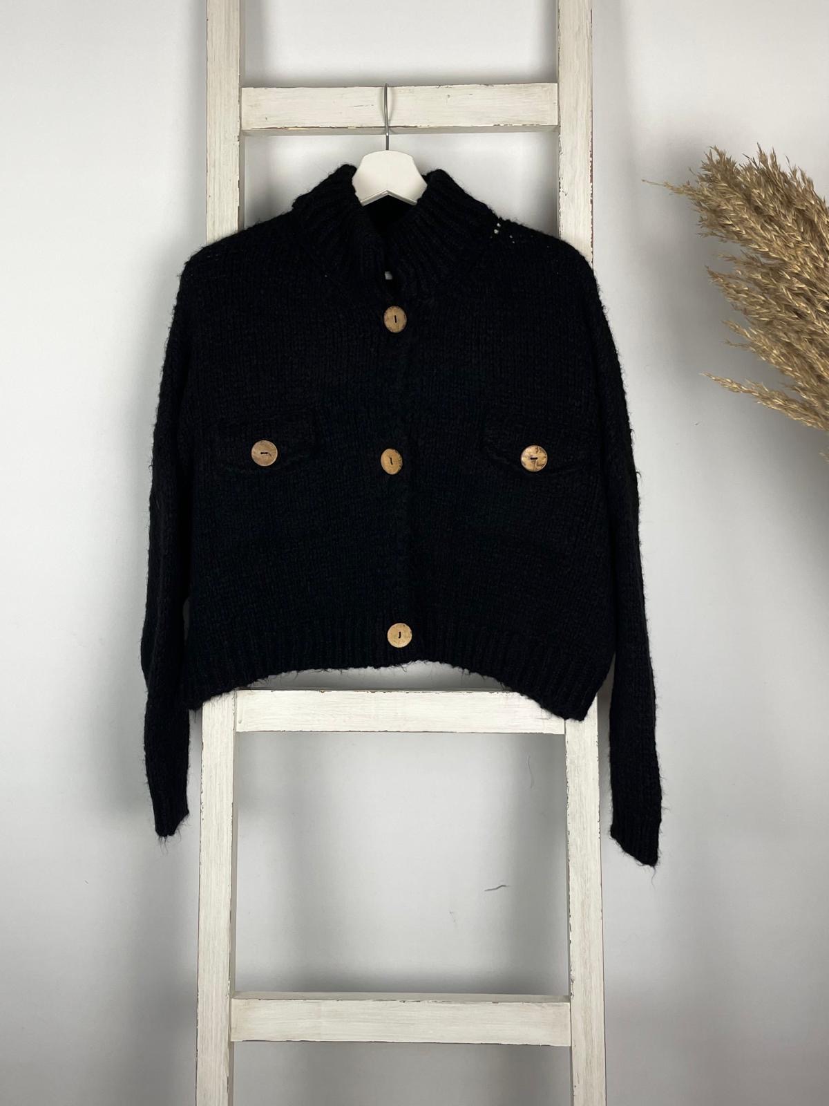 Crop Cardigan mit aufgesetzten Taschen