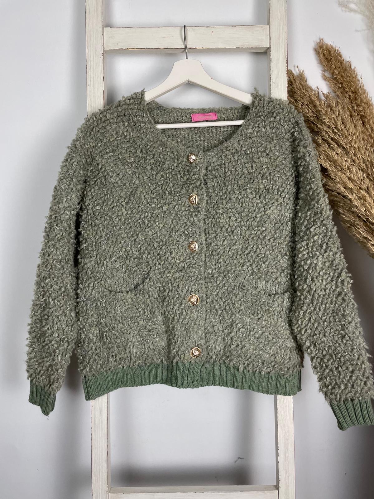 Bouclé Cardigan mit Rippbund