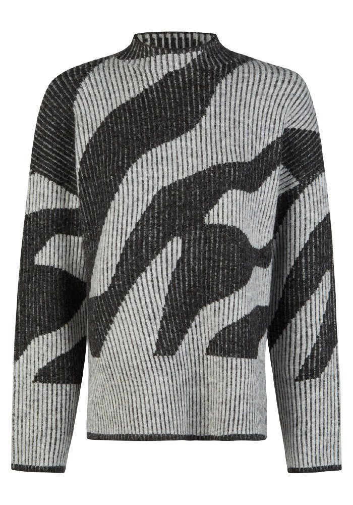 BROADWAY Turtleneck Ripppullover mit Zebra-Print