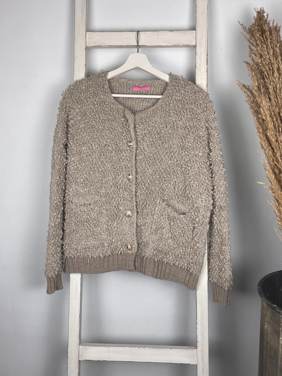 Bouclé Cardigan mit Rippbund