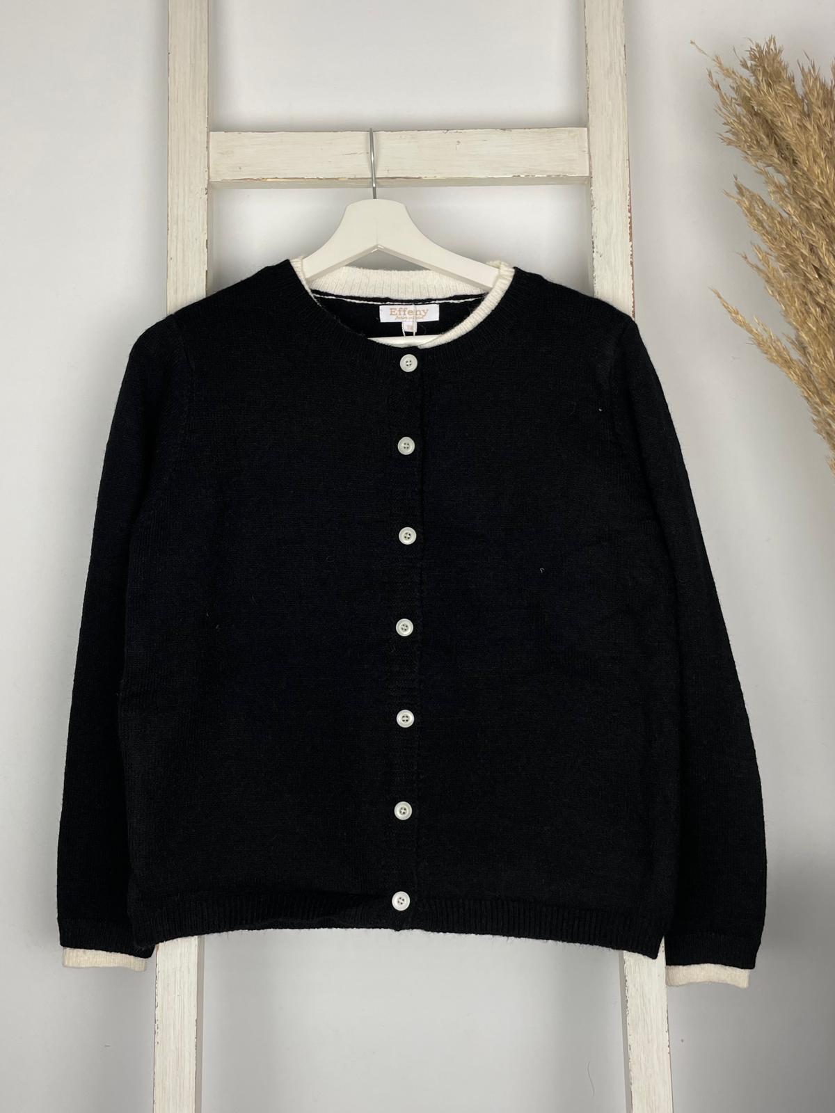 Two Color Feinstrick-Cardigan