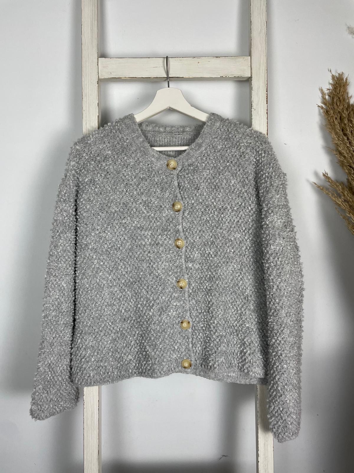 Bouclé Cardigan mit Knopfleiste