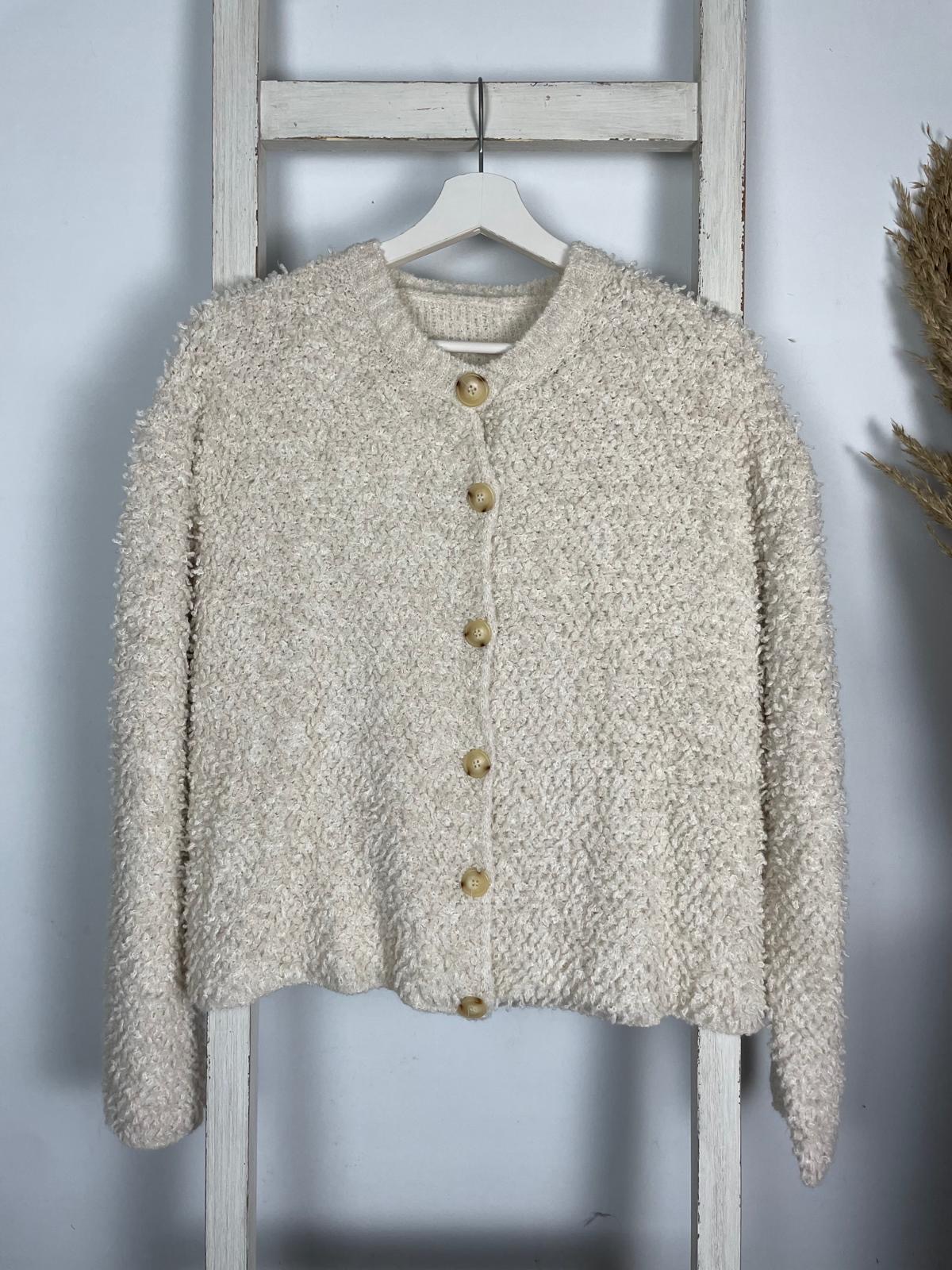 Bouclé Cardigan mit Knopfleiste