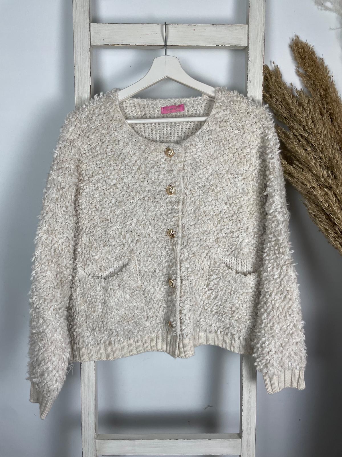 Bouclé Cardigan mit Rippbund