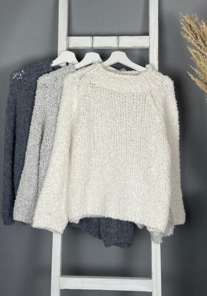 Rundhals Bouclé Pullover