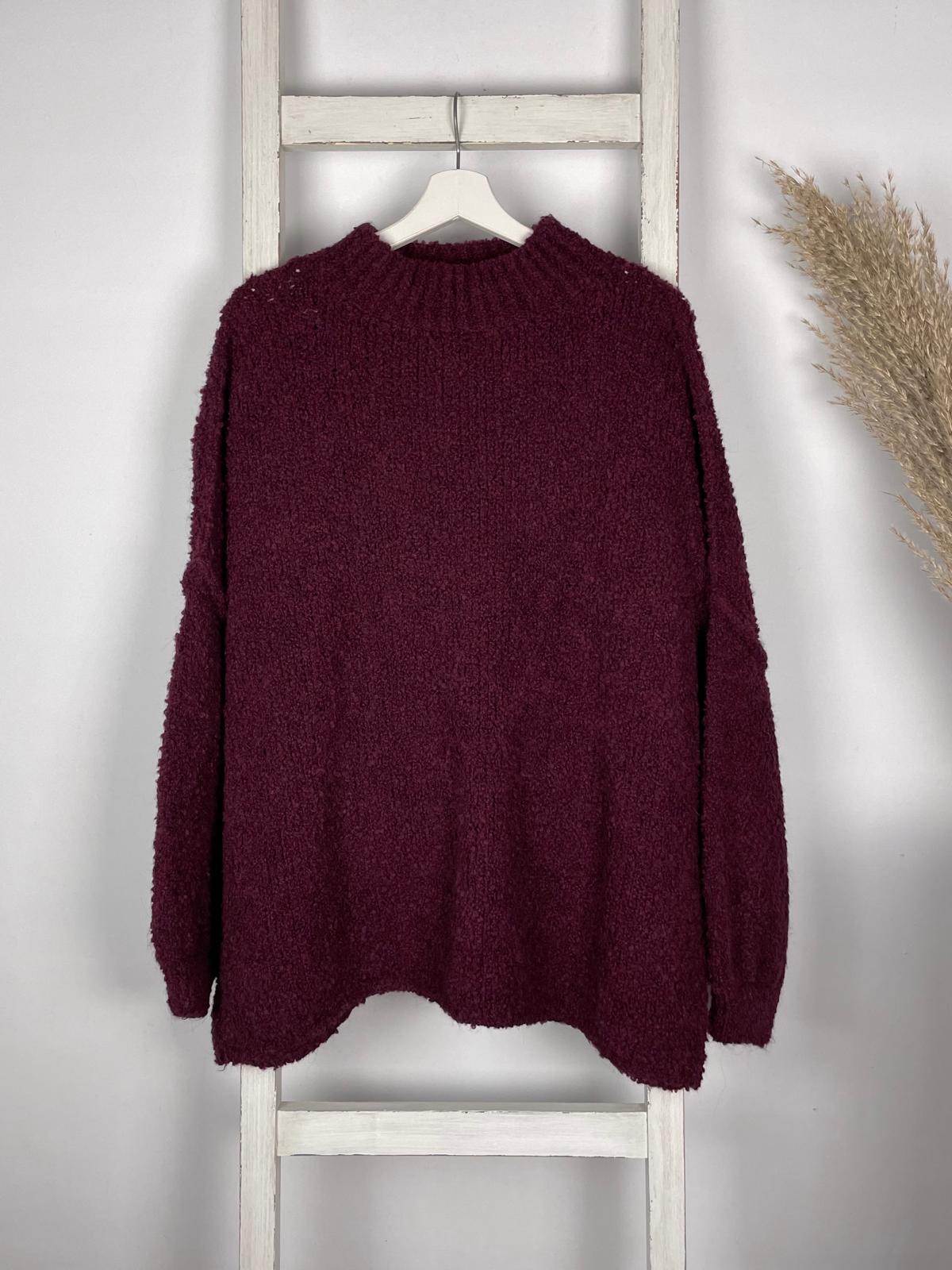 Bouclé Longpullover mit sichtbarer Schulternaht