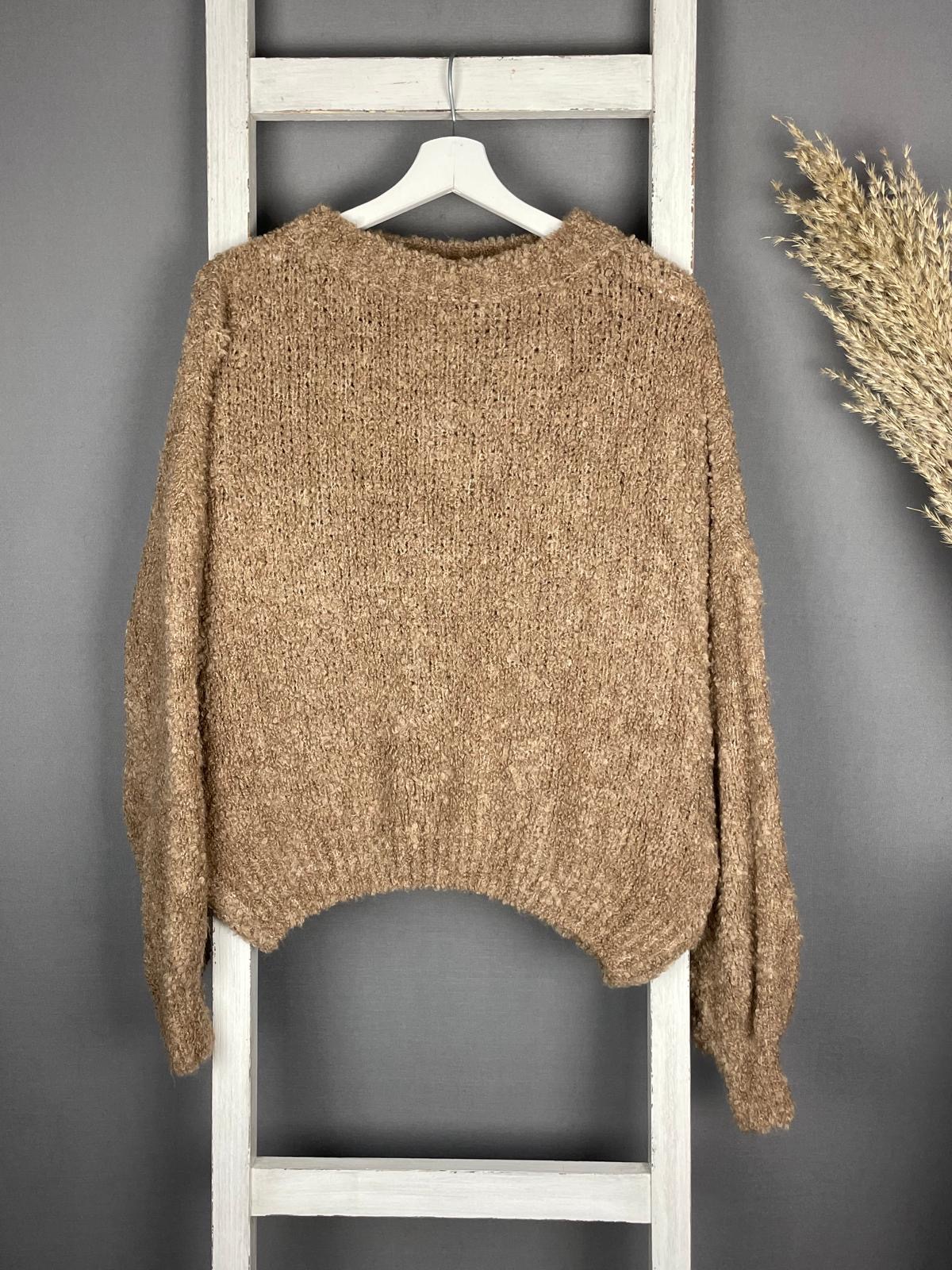 Bouclé Pullover mit rundem Ausschnitt