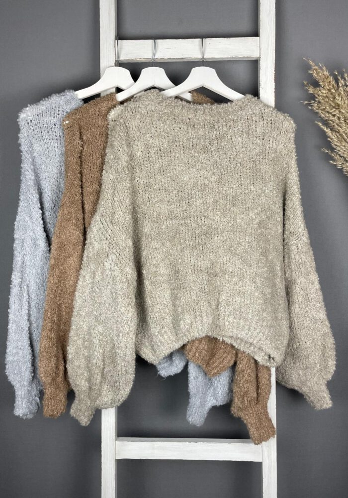 Bouclé Pullover mit rundem Ausschnitt