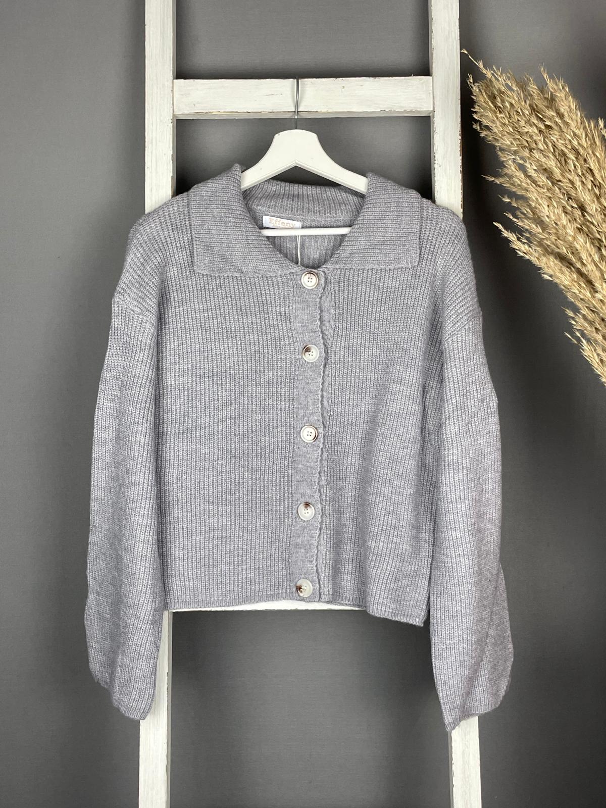 Cardigan mit Kragen und Knopfleiste