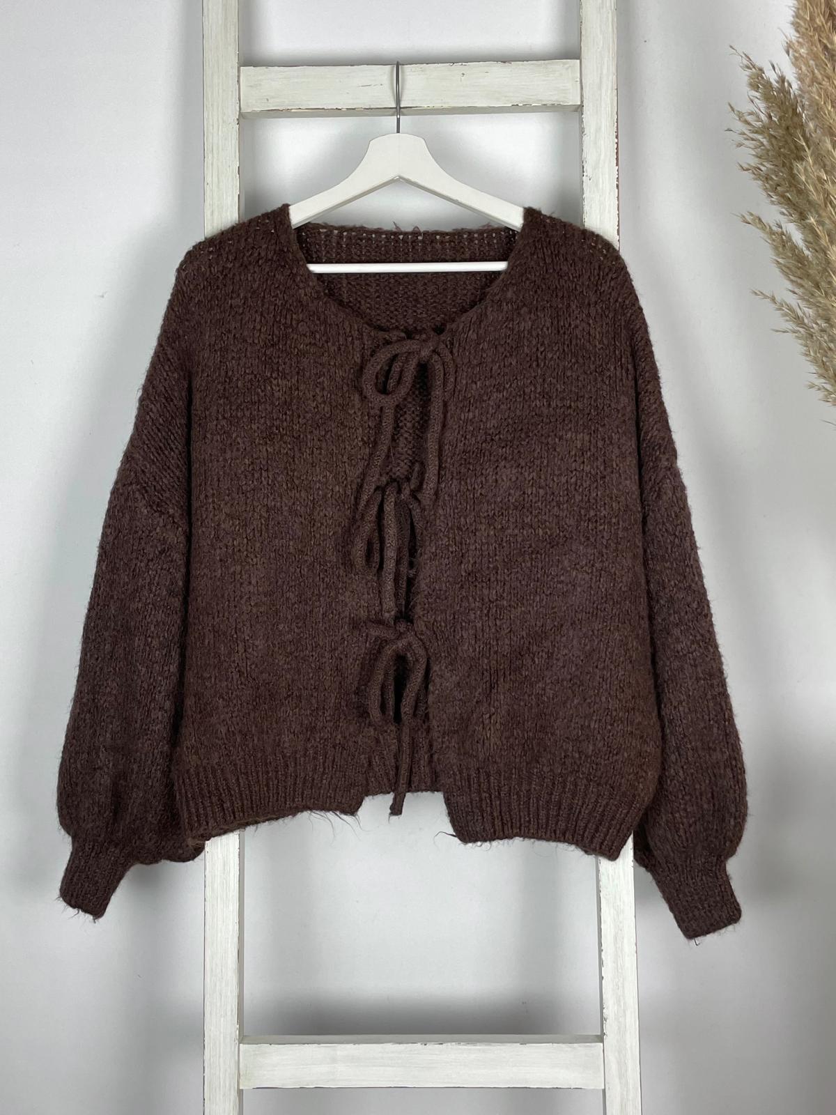 Langärmliger Cardigan mit Schleifen