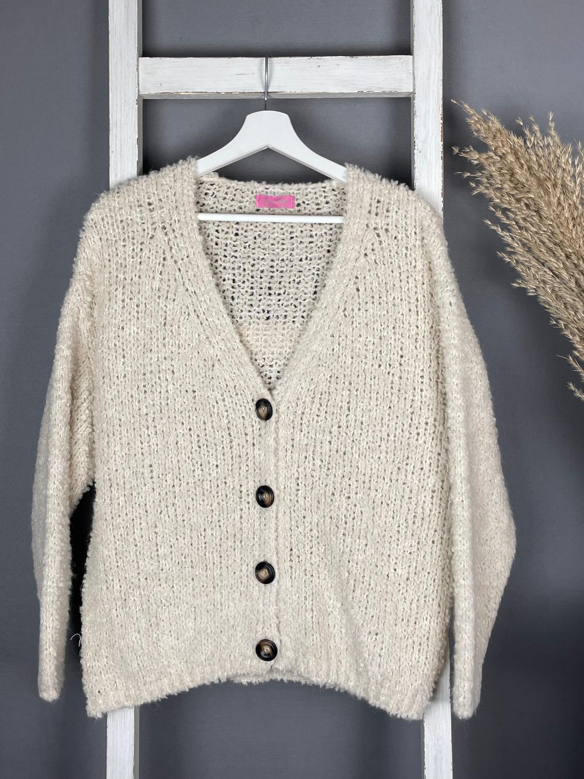 Bouclé Cardigan mit V-Ausschnitt