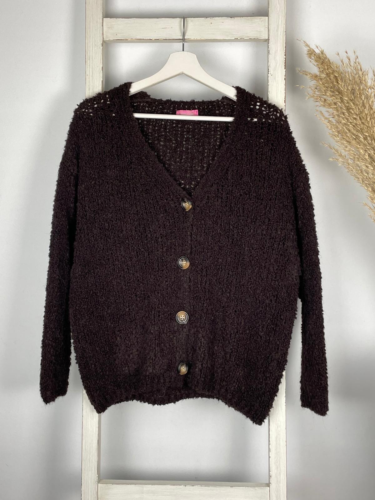 Bouclé Cardigan mit V-Ausschnitt